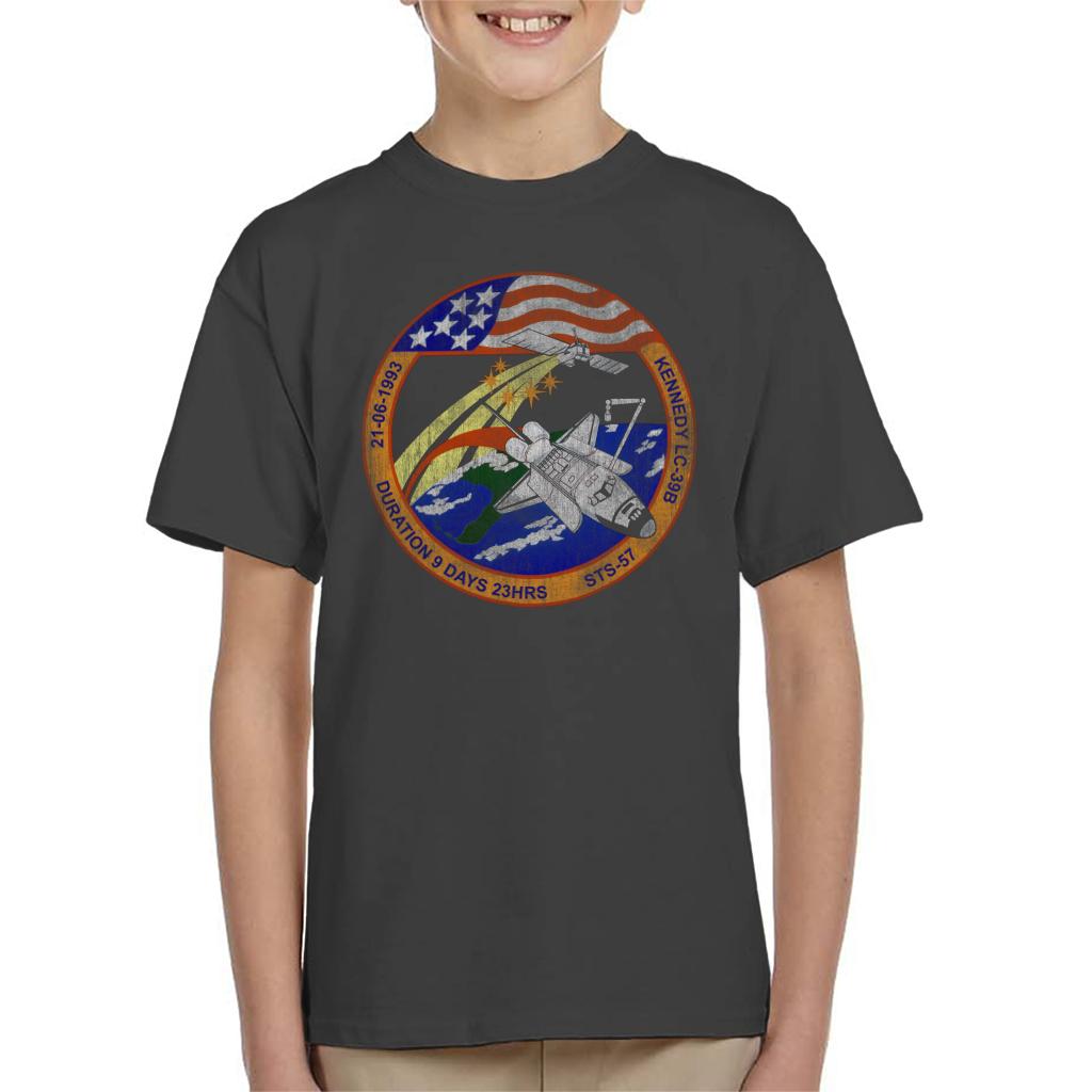 NASA STS 57 Endeavour Mission Badge Distressed Kids T-Shirt-ALL + EVERY