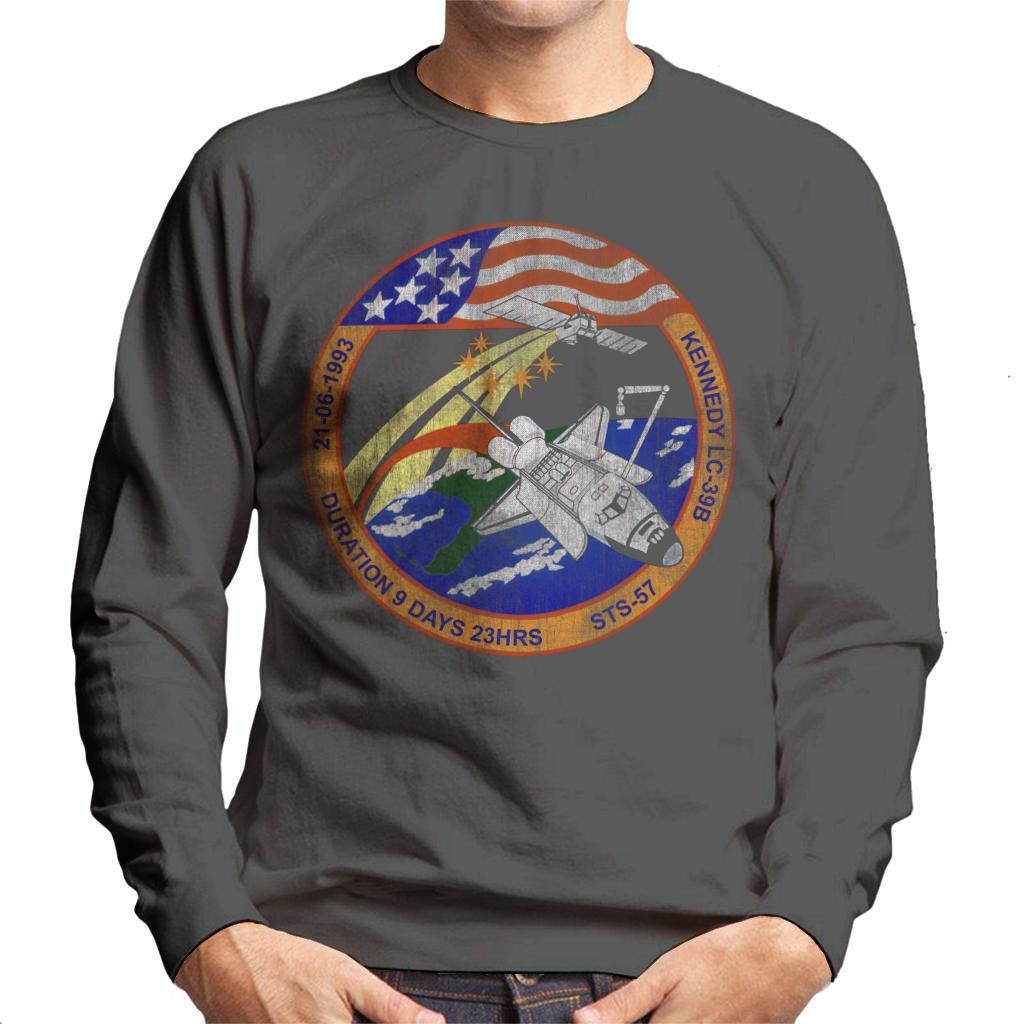 NASA STS 57 Endeavour Mission Badge Distressed Men's Sweatshirt-ALL + EVERY