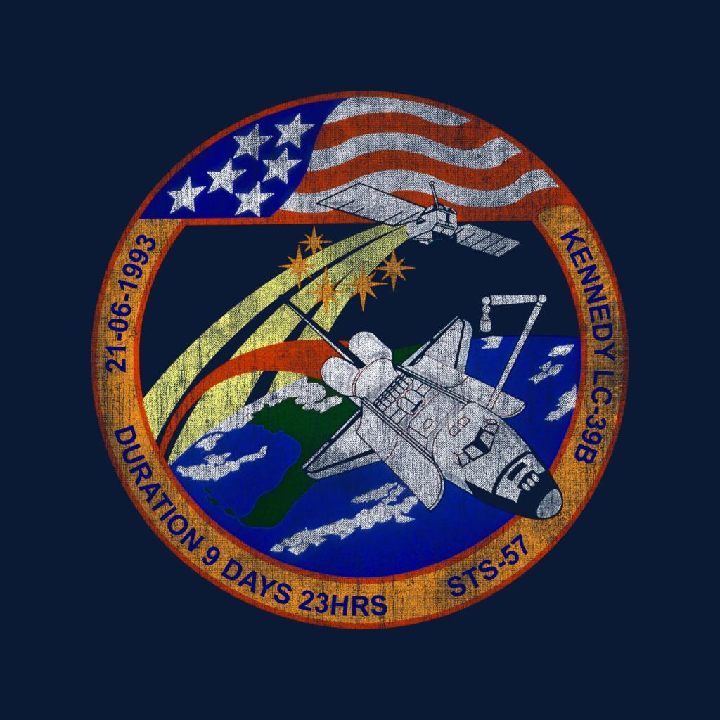 NASA STS 57 Endeavour Mission Badge Distressed Men's Sweatshirt-ALL + EVERY