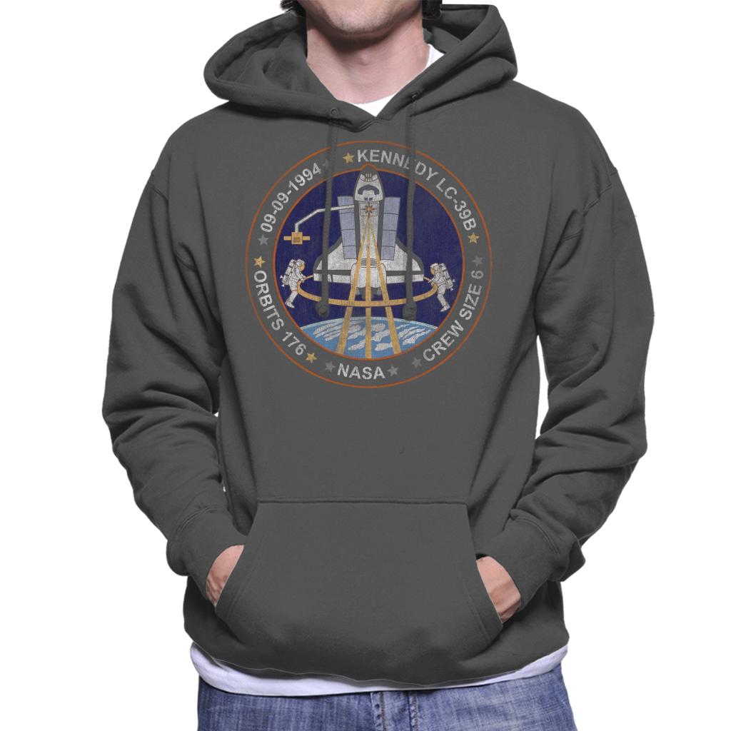 NASA STS 64 Discovery Mission Badge Distressed Men's Hooded Sweatshirt-ALL + EVERY