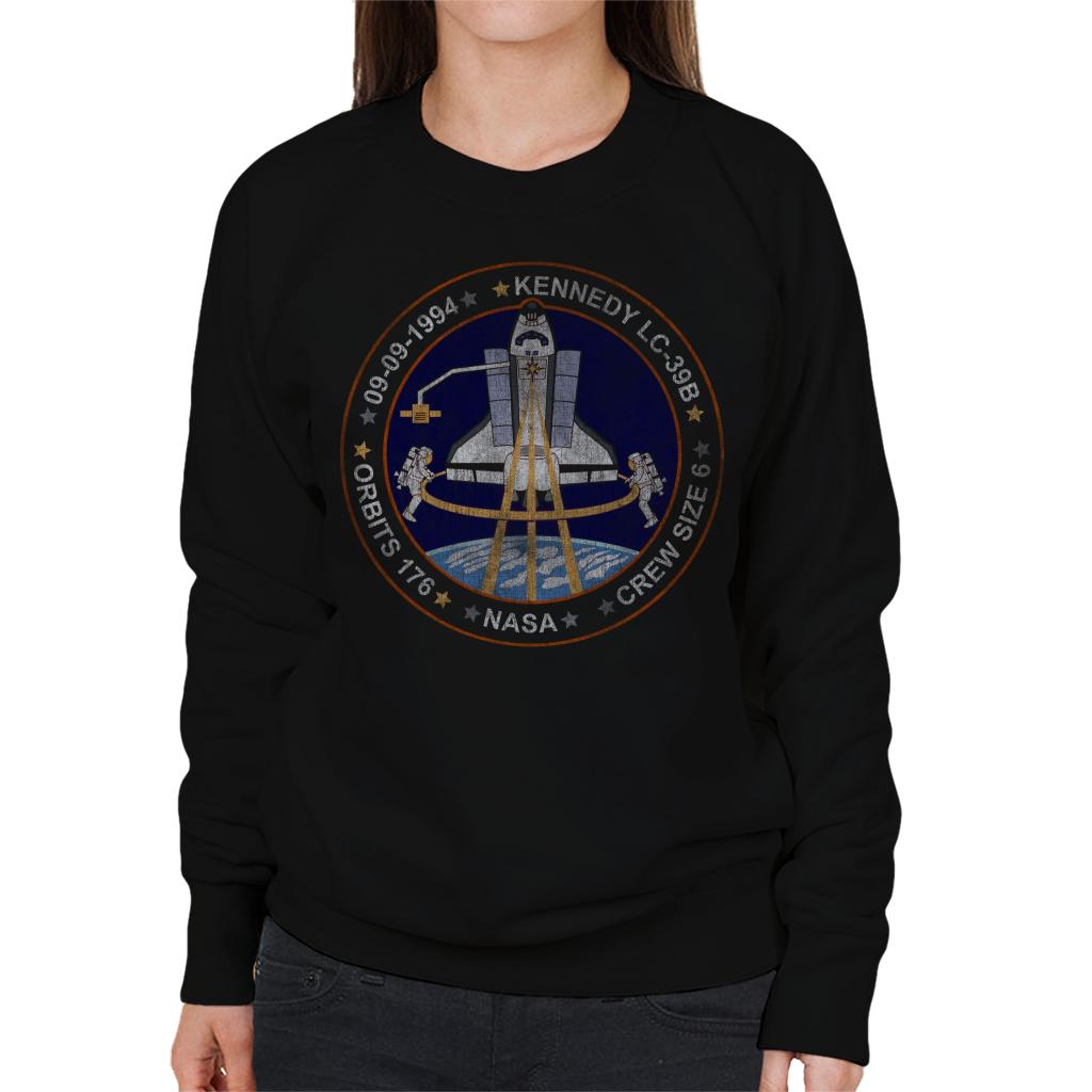 NASA STS 64 Discovery Mission Badge Distressed Women's Sweatshirt-ALL + EVERY