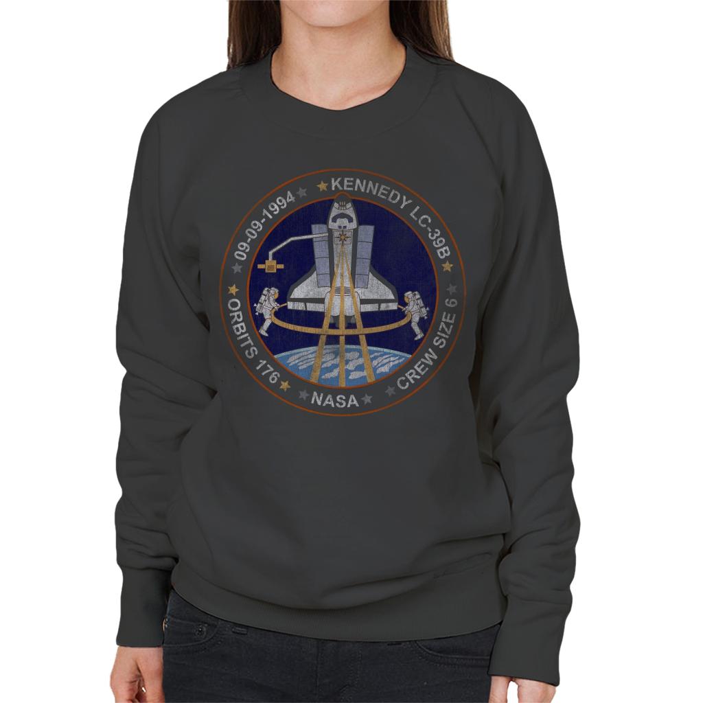 NASA STS 64 Discovery Mission Badge Distressed Women's Sweatshirt-ALL + EVERY