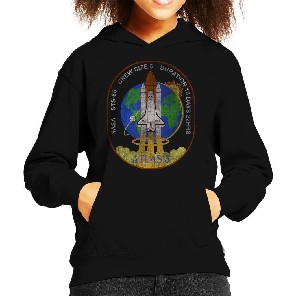 NASA STS 66 Atlantis Mission Badge Distressed Kids Hooded Sweatshirt-ALL + EVERY