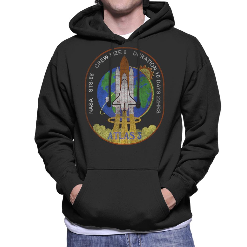 NASA STS 66 Atlantis Mission Badge Distressed Men's Hooded Sweatshirt-ALL + EVERY