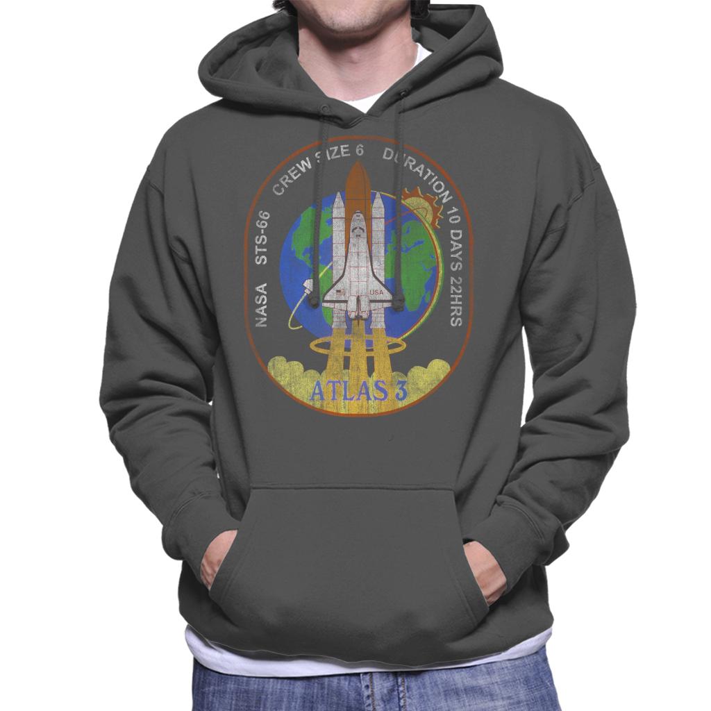 NASA STS 66 Atlantis Mission Badge Distressed Men's Hooded Sweatshirt-ALL + EVERY