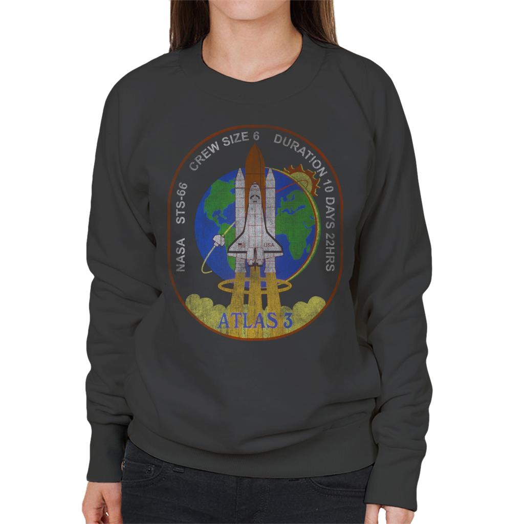 NASA STS 66 Atlantis Mission Badge Distressed Women's Sweatshirt-ALL + EVERY