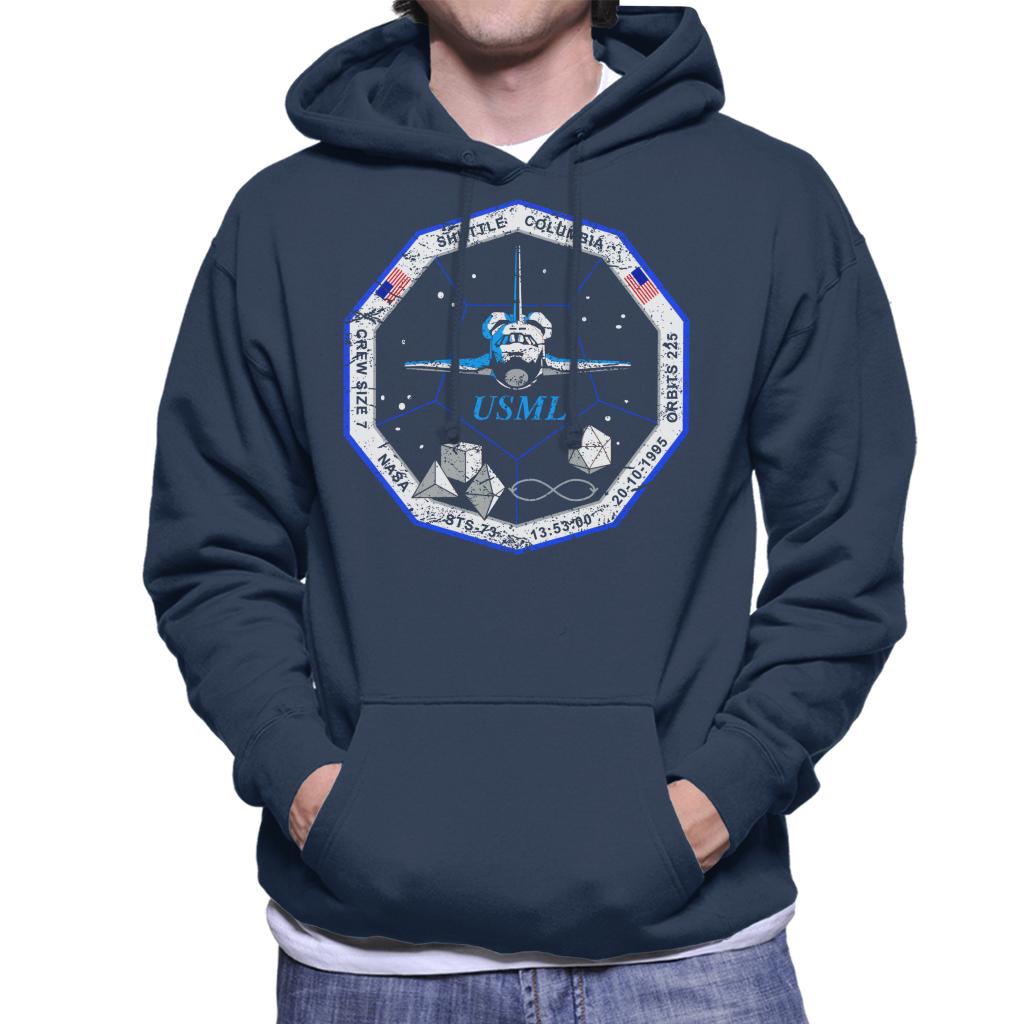 NASA STS 73 Columbia Mission Badge Distressed Men's Hooded Sweatshirt-ALL + EVERY