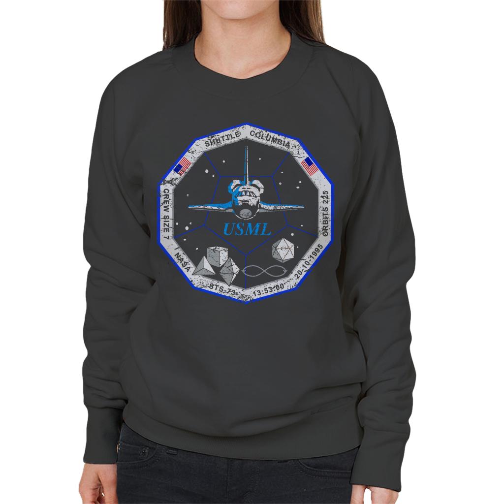 NASA STS 73 Columbia Mission Badge Distressed Women's Sweatshirt-ALL + EVERY