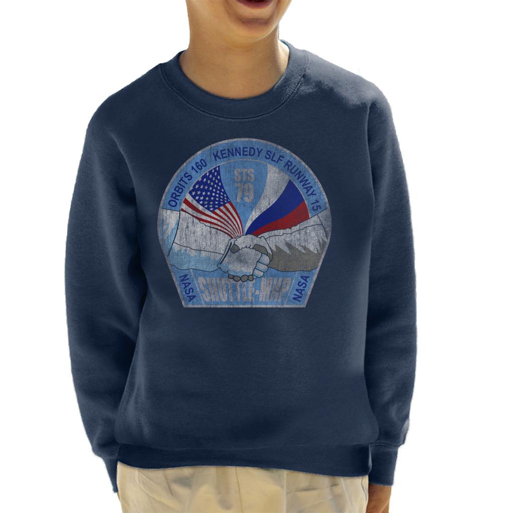 NASA STS 79 Atlantis Mission Badge Distressed Kids Sweatshirt-ALL + EVERY
