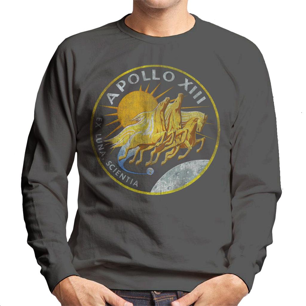 NASA Apollo 13 Mission Badge Distressed Men's Sweatshirt-ALL + EVERY