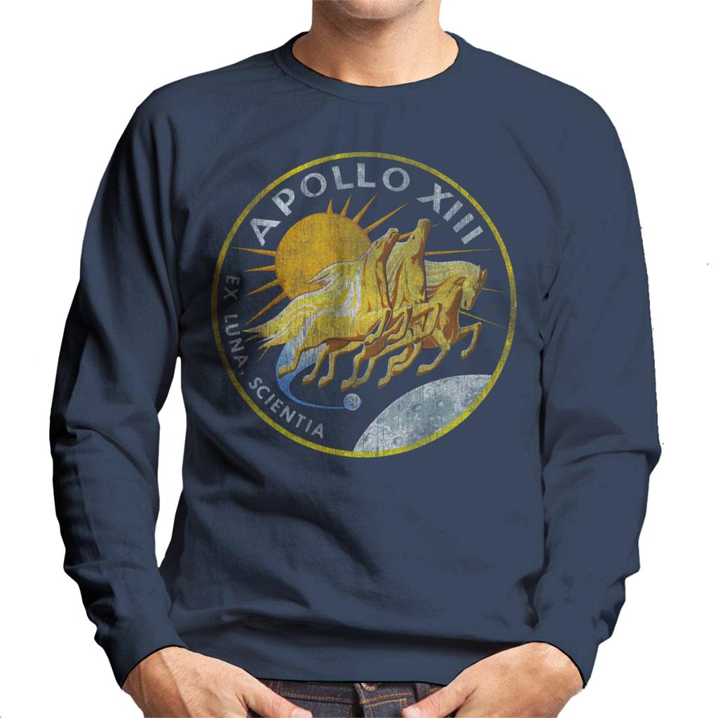 NASA Apollo 13 Mission Badge Distressed Men's Sweatshirt-ALL + EVERY