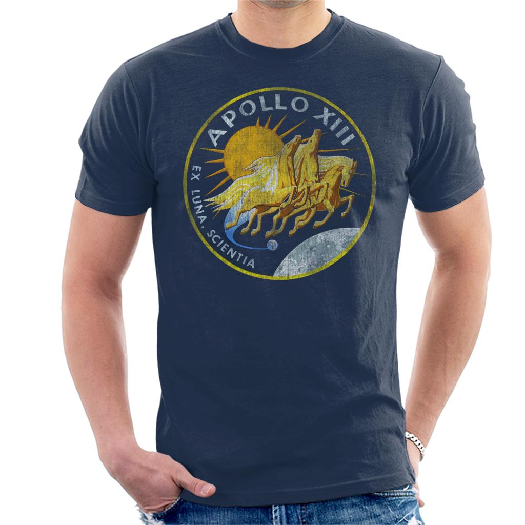 NASA Apollo 13 Mission Badge Distressed Men's T-Shirt-ALL + EVERY