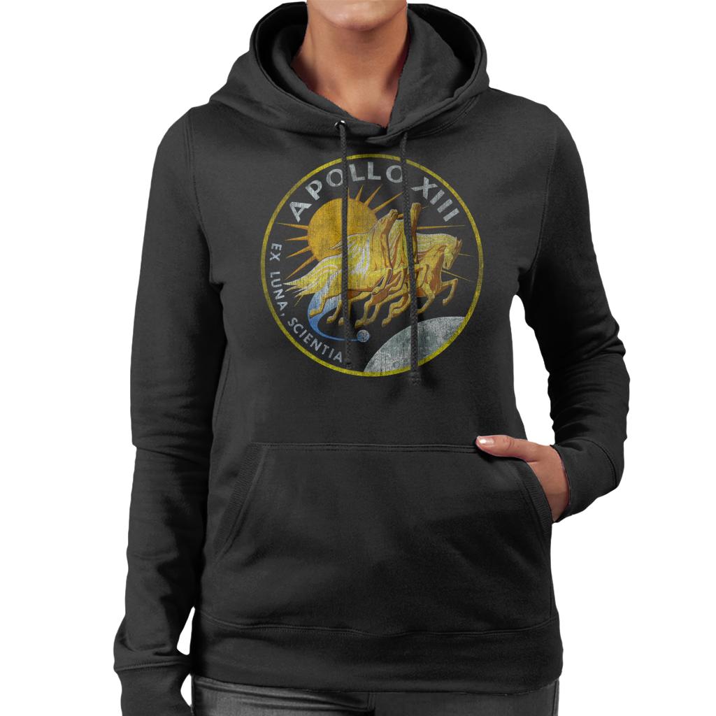 NASA Apollo 13 Mission Badge Distressed Women's Hooded Sweatshirt-ALL + EVERY