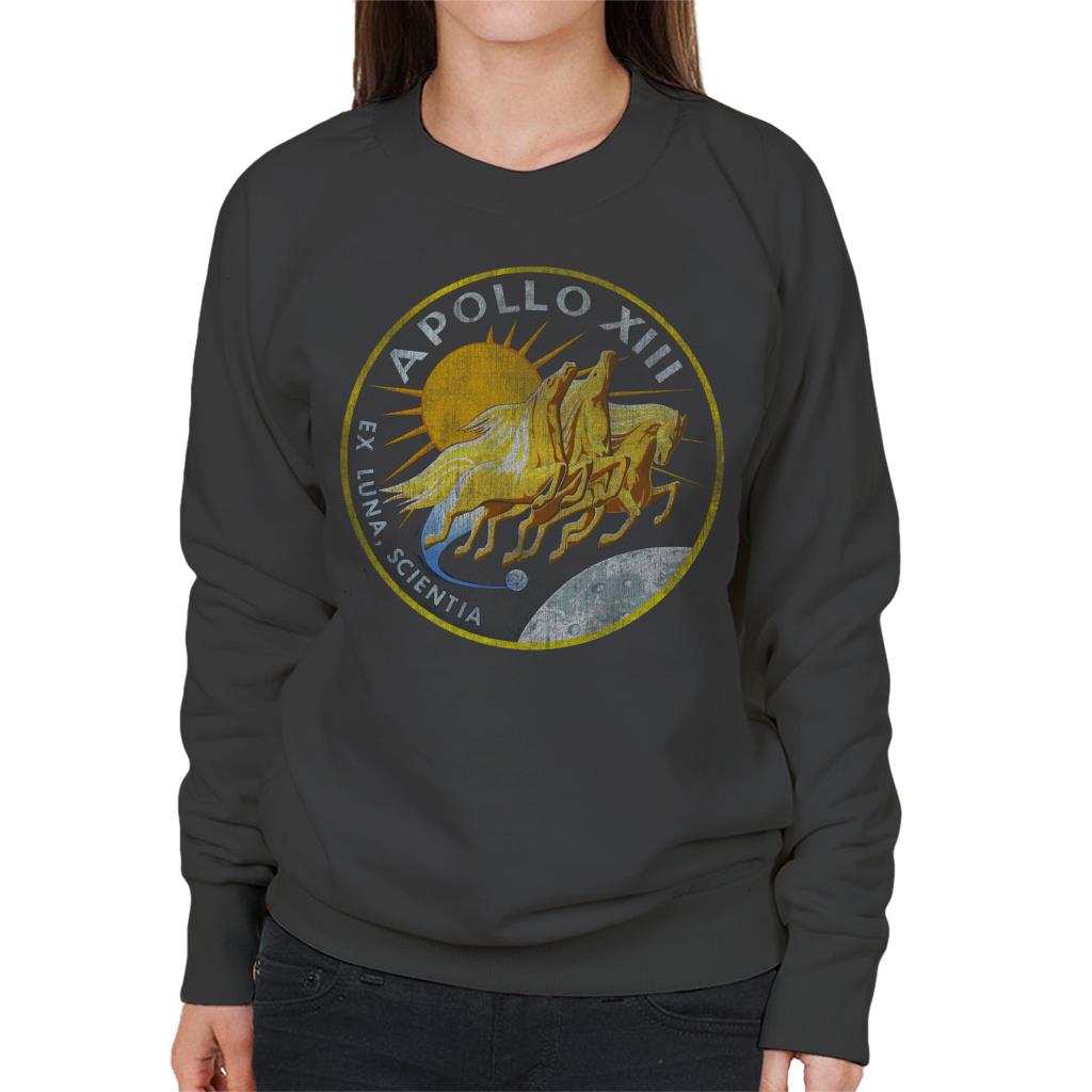 NASA Apollo 13 Mission Badge Distressed Women's Sweatshirt-ALL + EVERY