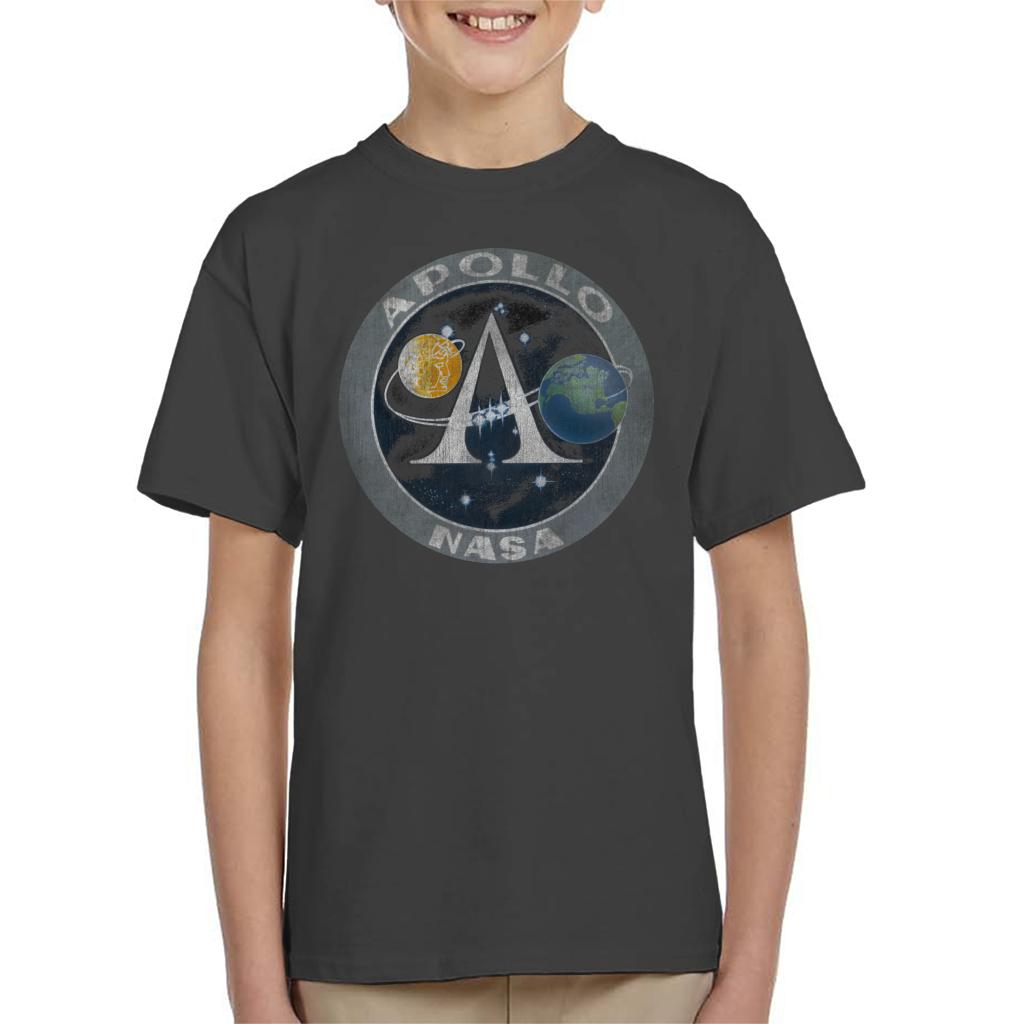 NASA Apollo Program Logo Badge Distressed Kids T-Shirt-ALL + EVERY