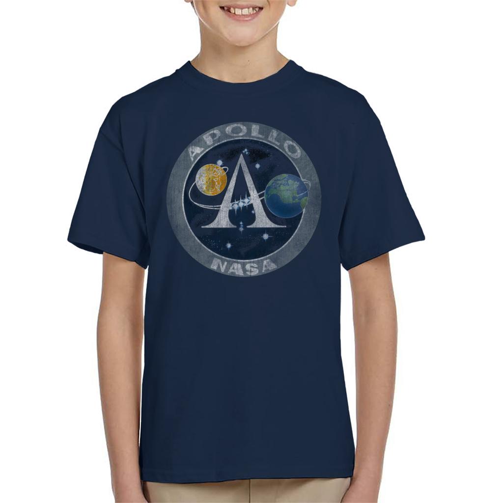 NASA Apollo Program Logo Badge Distressed Kids T-Shirt-ALL + EVERY