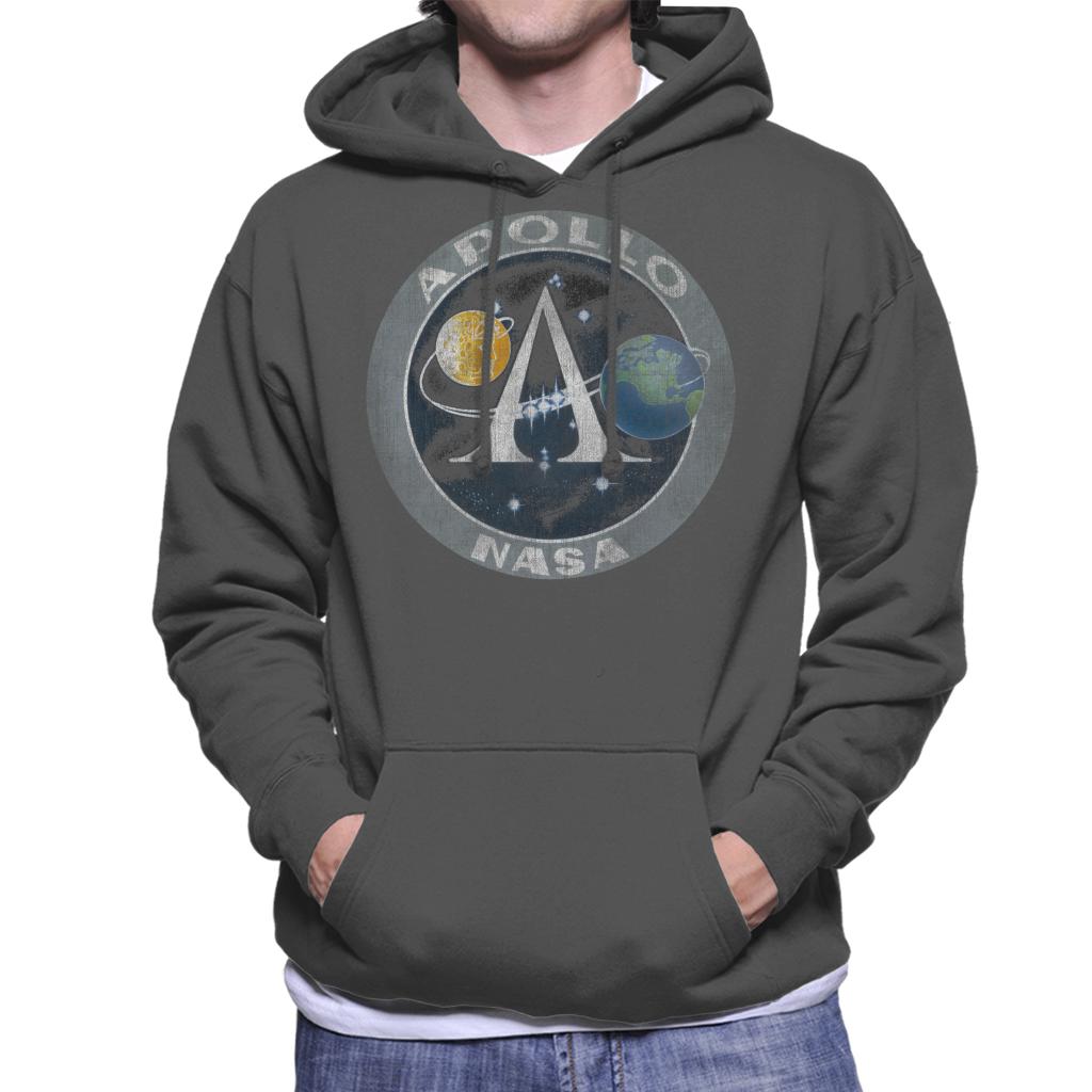 NASA Apollo Program Logo Badge Distressed Men's Hooded Sweatshirt-ALL + EVERY