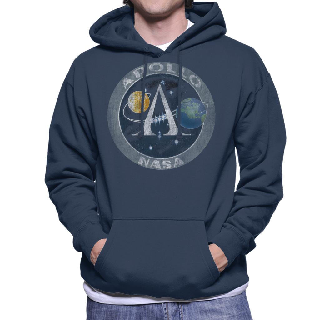 NASA Apollo Program Logo Badge Distressed Men's Hooded Sweatshirt-ALL + EVERY