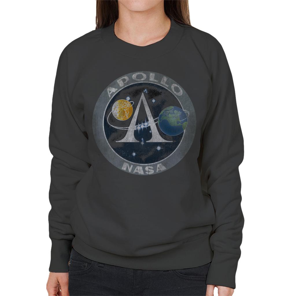 NASA Apollo Program Logo Badge Distressed Women's Sweatshirt-ALL + EVERY