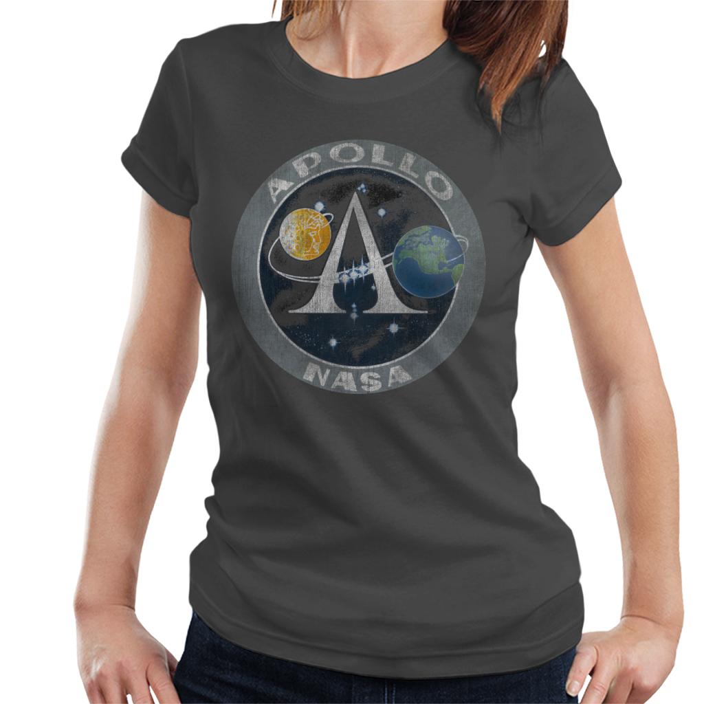 NASA Apollo Program Logo Badge Distressed Women's T-Shirt-ALL + EVERY