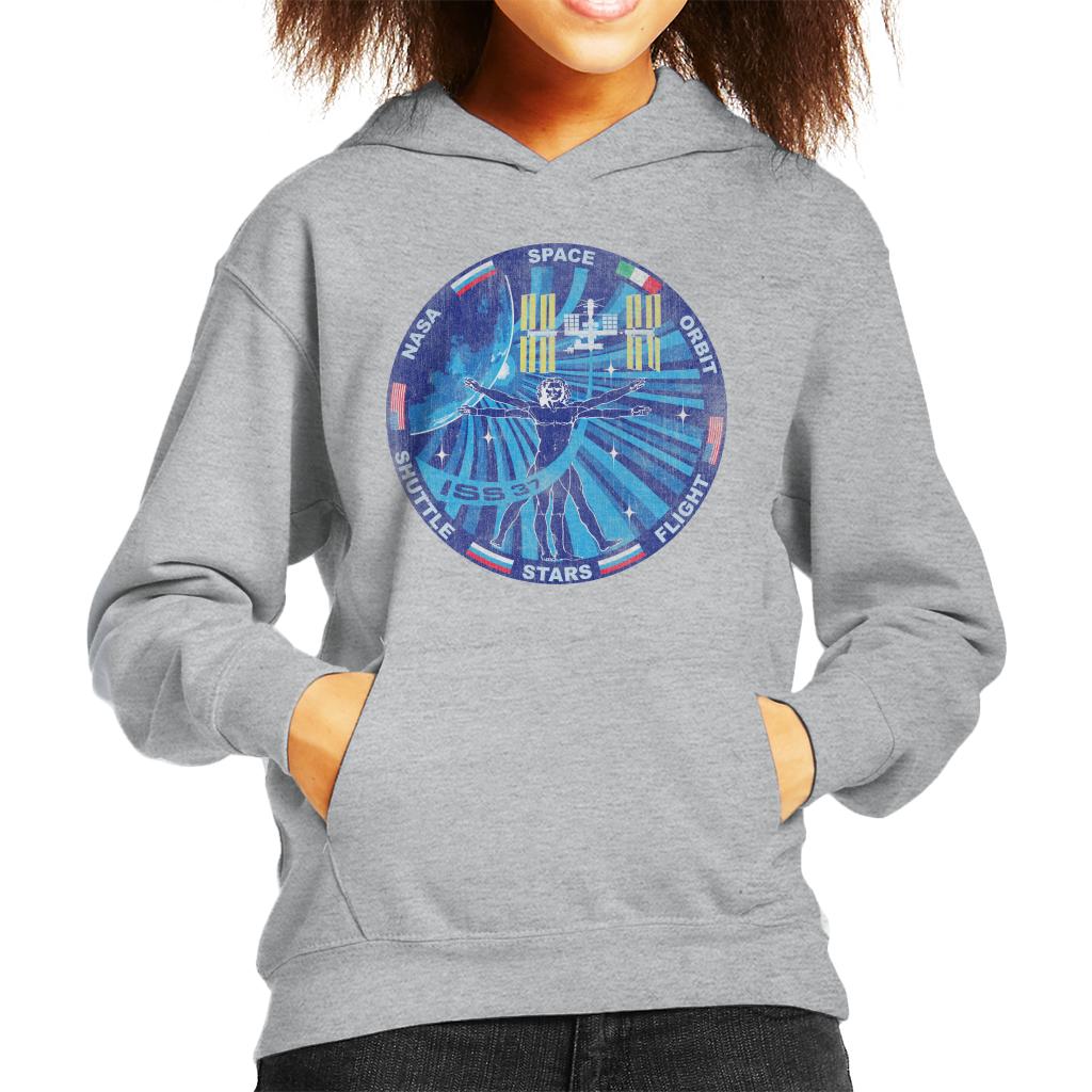 NASA ISS Expedition 37 Mission Badge Distressed Kids Hooded Sweatshirt-ALL + EVERY