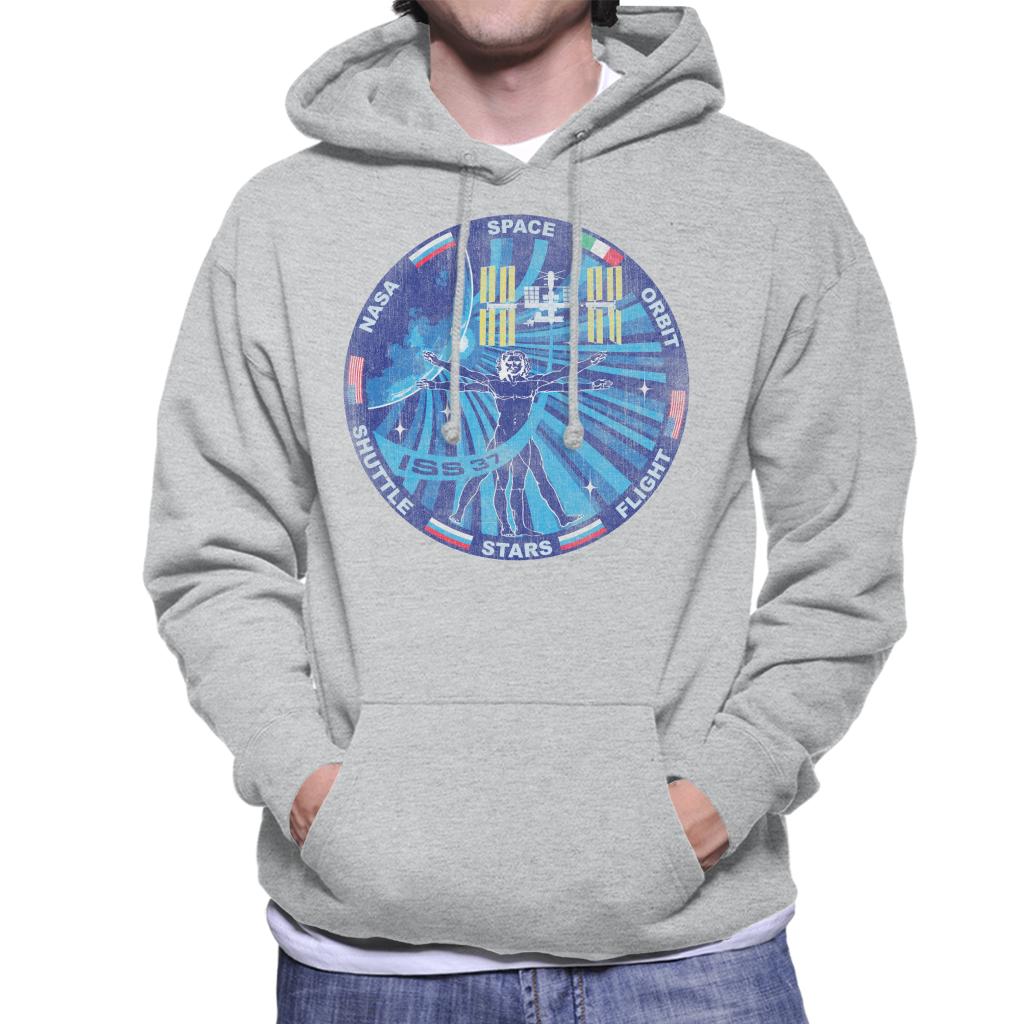 NASA ISS Expedition 37 Mission Badge Distressed Men's Hooded Sweatshirt-ALL + EVERY