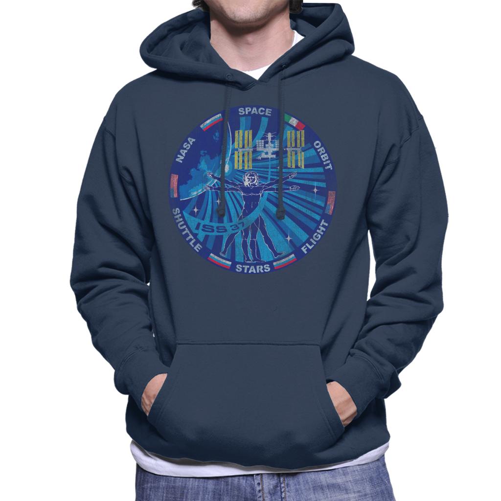 NASA ISS Expedition 37 Mission Badge Distressed Men's Hooded Sweatshirt-ALL + EVERY