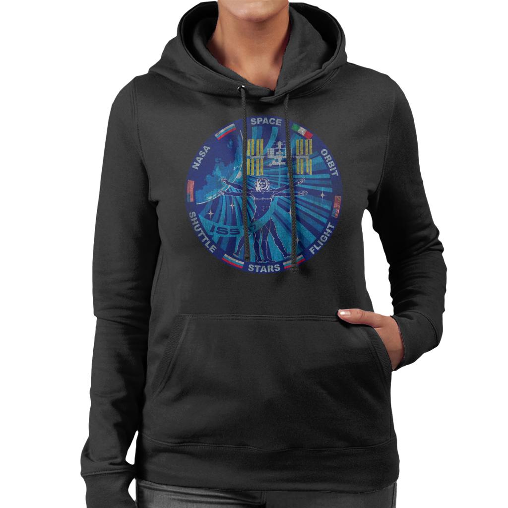 NASA ISS Expedition 37 Mission Badge Distressed Women's Hooded Sweatshirt-ALL + EVERY