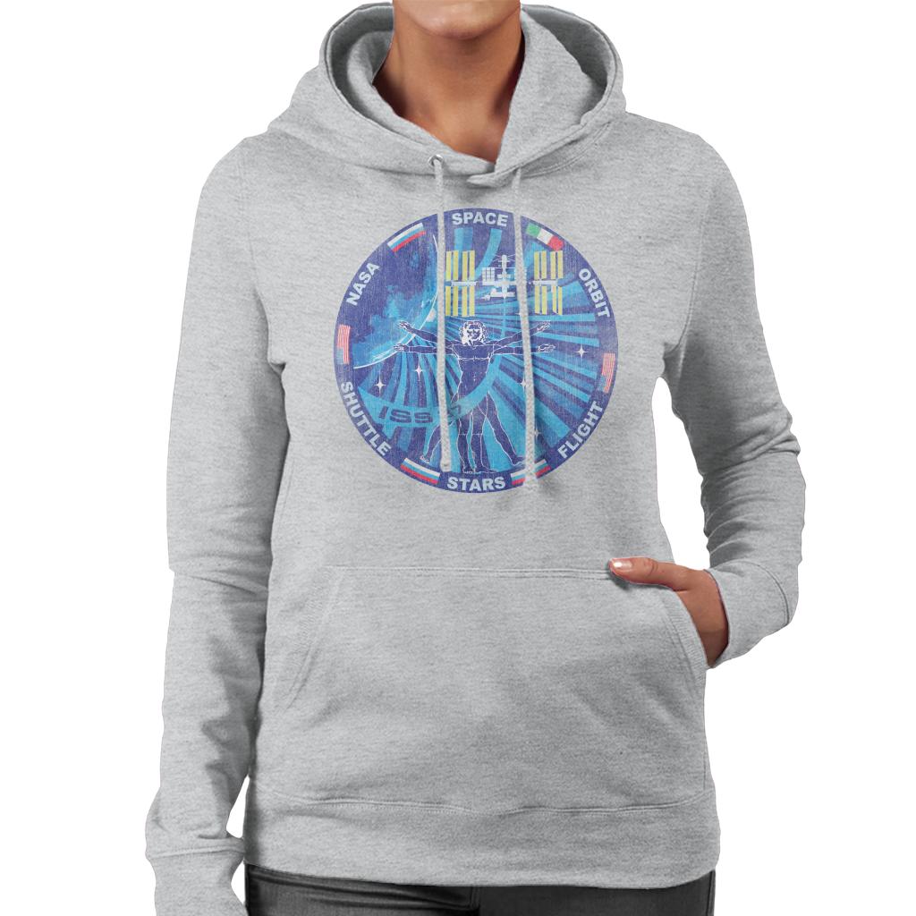 NASA ISS Expedition 37 Mission Badge Distressed Women's Hooded Sweatshirt-ALL + EVERY