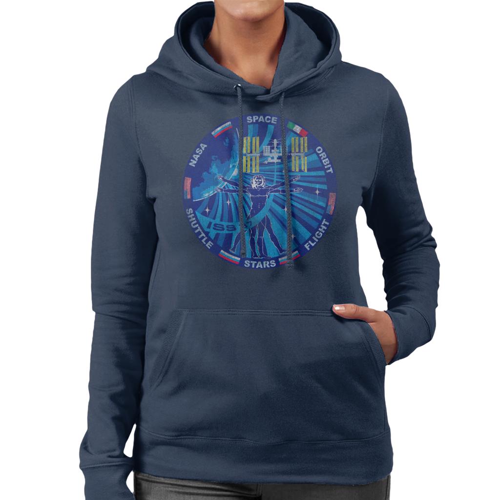 NASA ISS Expedition 37 Mission Badge Distressed Women's Hooded Sweatshirt-ALL + EVERY