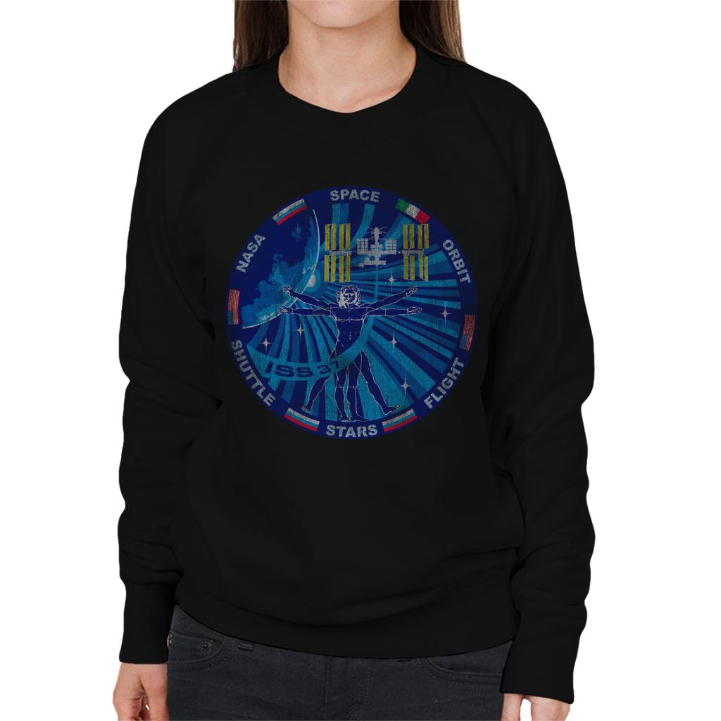 NASA ISS Expedition 37 Mission Badge Distressed Women's Sweatshirt-ALL + EVERY