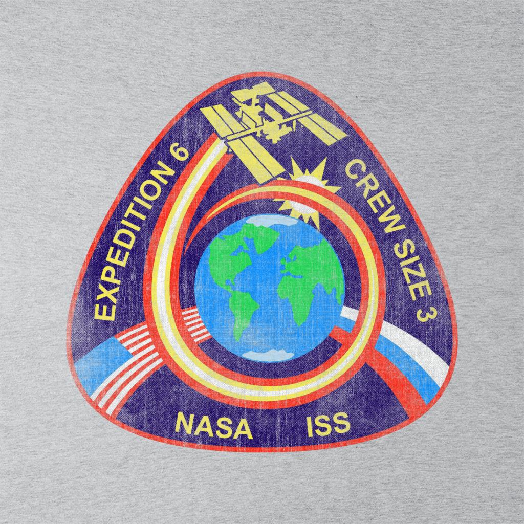 NASA ISS Expedition 6 STS 113 Mission Badge Distressed Women's Sweatshirt-ALL + EVERY