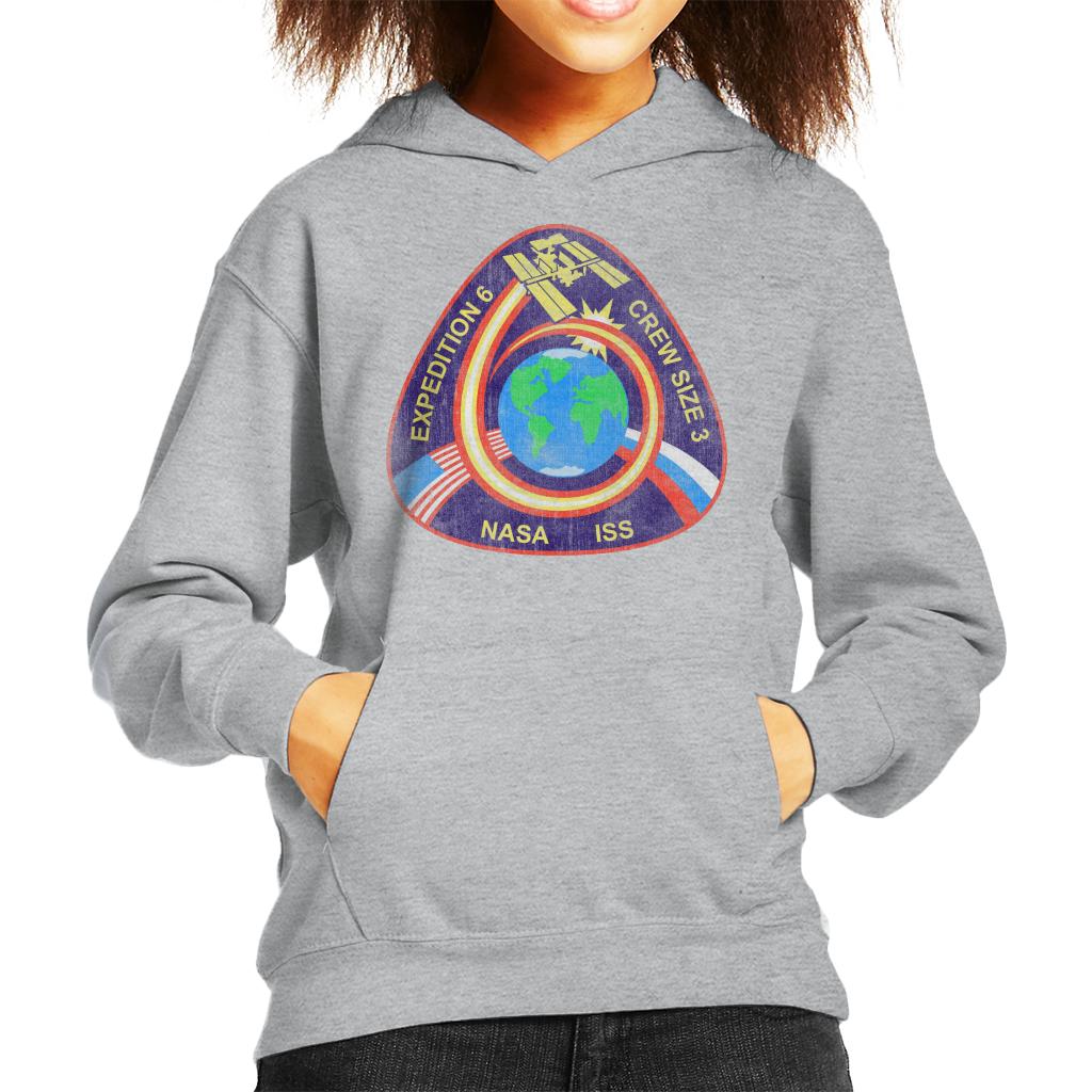 NASA ISS Expedition 6 STS 113 Mission Badge Distressed Kids Hooded Sweatshirt-ALL + EVERY