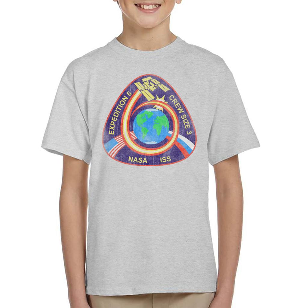 NASA ISS Expedition 6 STS 113 Mission Badge Distressed Kids T-Shirt-ALL + EVERY