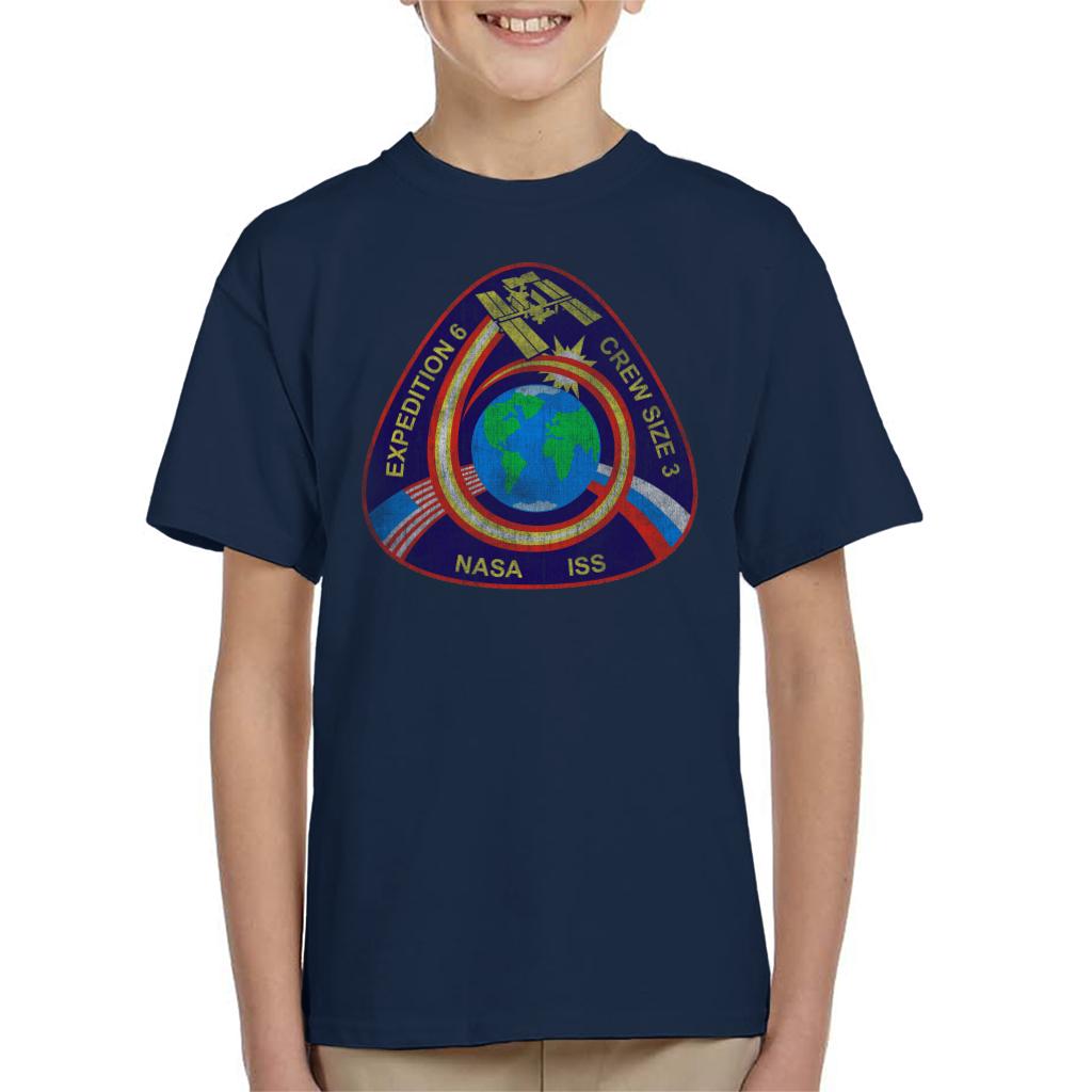 NASA ISS Expedition 6 STS 113 Mission Badge Distressed Kids T-Shirt-ALL + EVERY