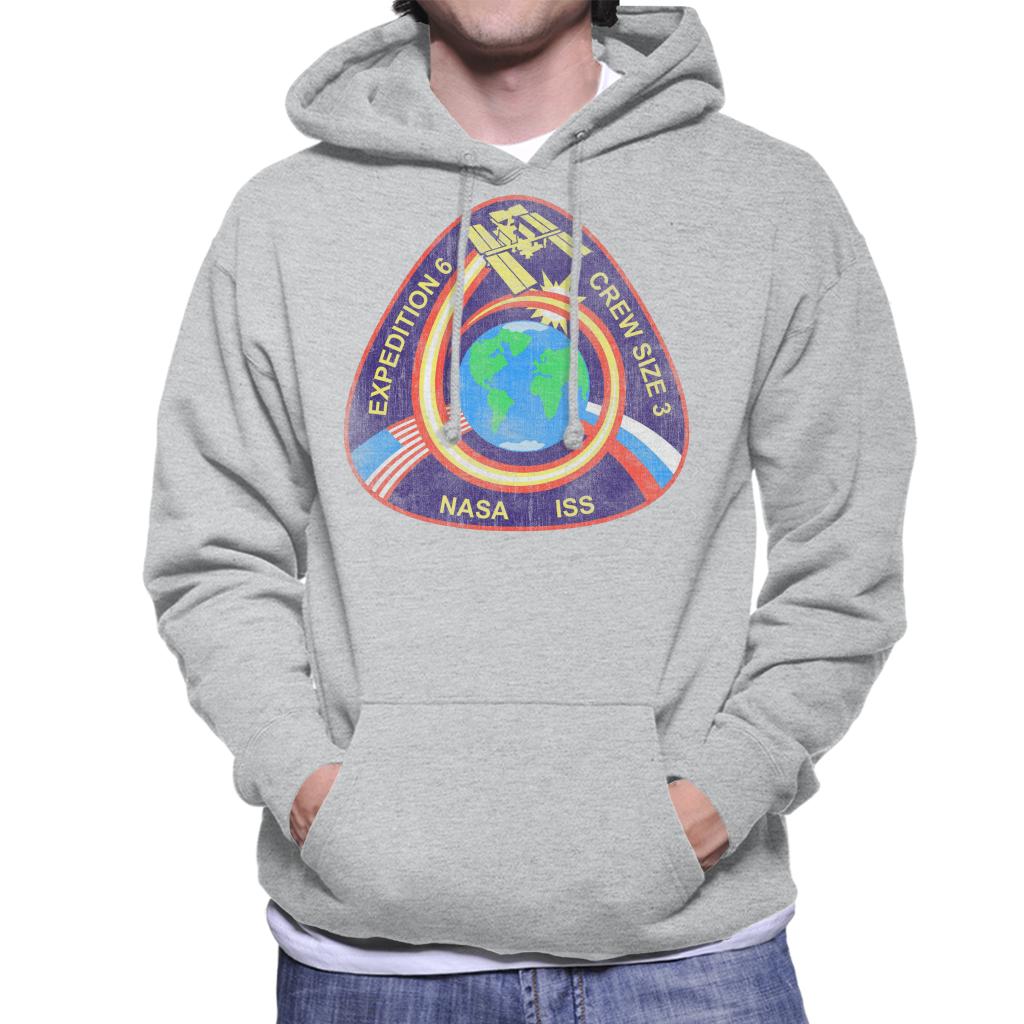 NASA ISS Expedition 6 STS 113 Mission Badge Distressed Men's Hooded Sweatshirt-ALL + EVERY