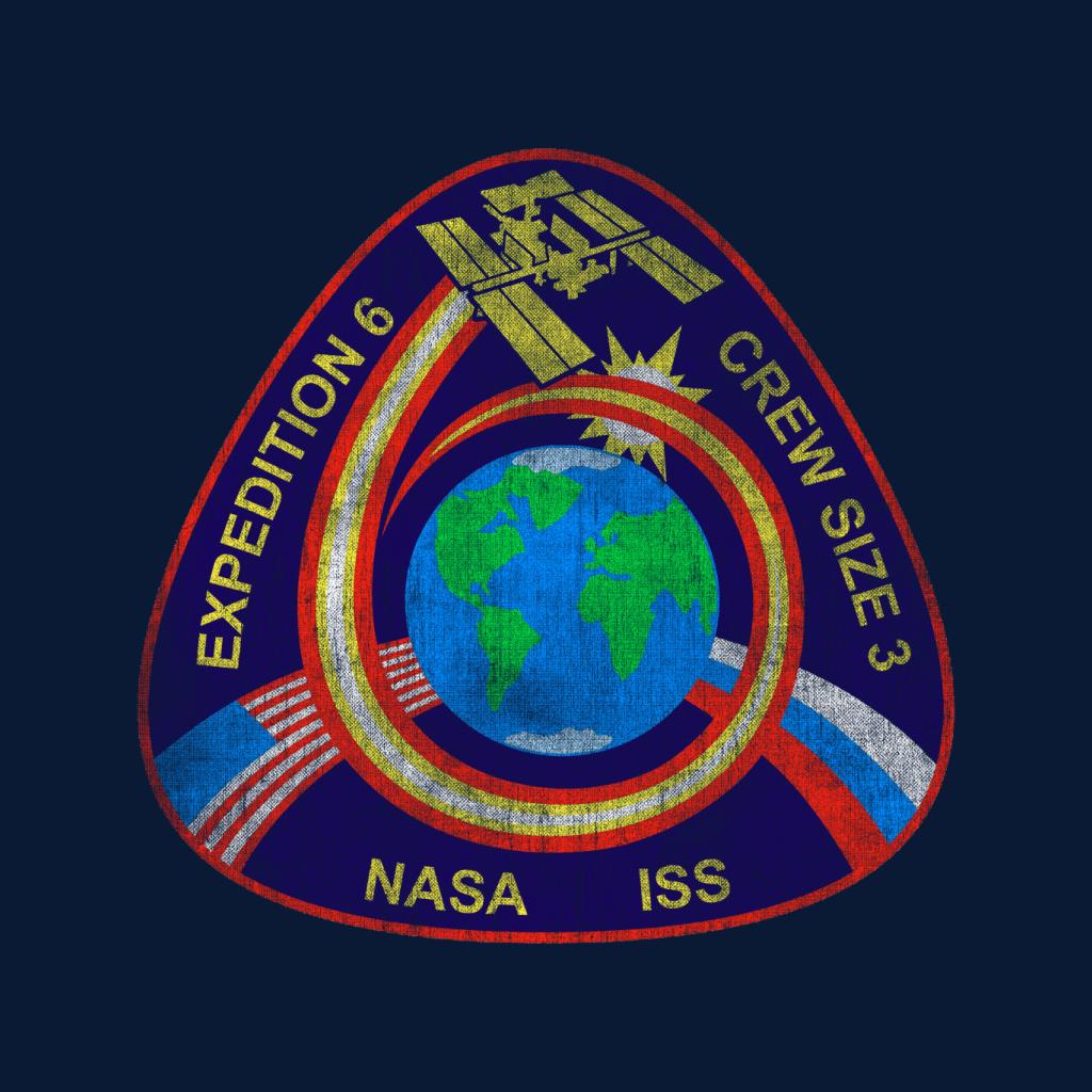 NASA ISS Expedition 6 STS 113 Mission Badge Distressed Women's T-Shirt-ALL + EVERY