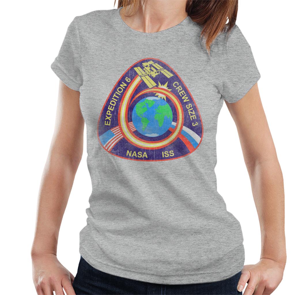 NASA ISS Expedition 6 STS 113 Mission Badge Distressed Women's T-Shirt-ALL + EVERY