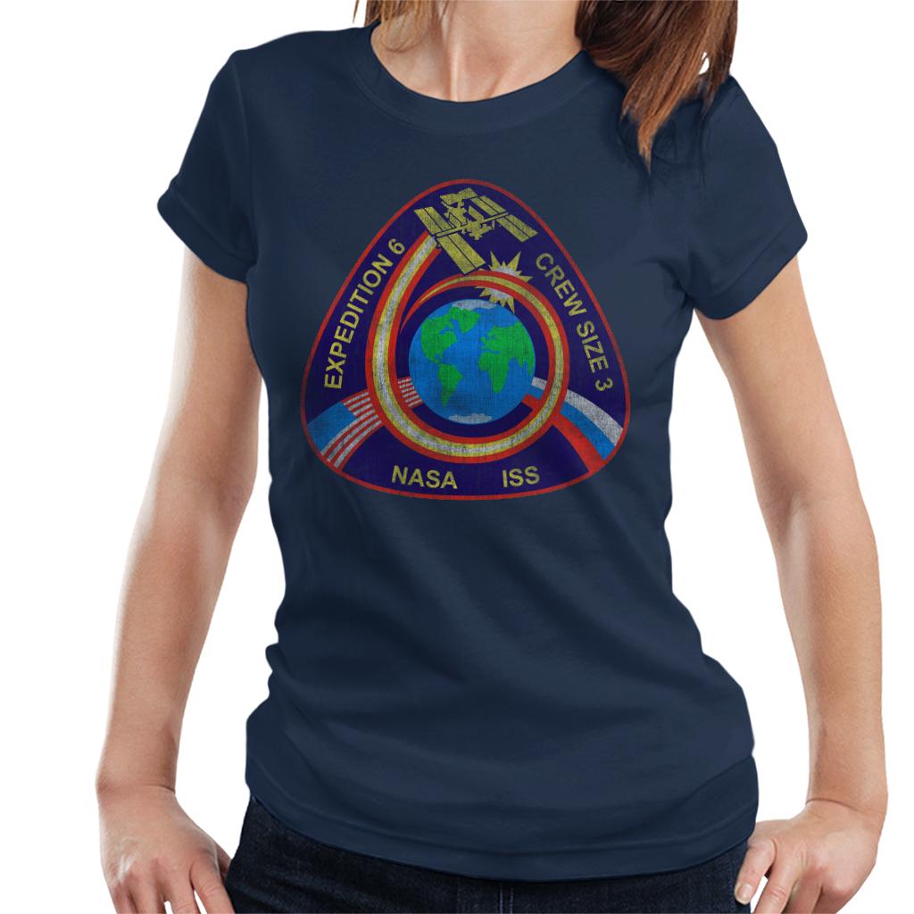 NASA ISS Expedition 6 STS 113 Mission Badge Distressed Women's T-Shirt-ALL + EVERY