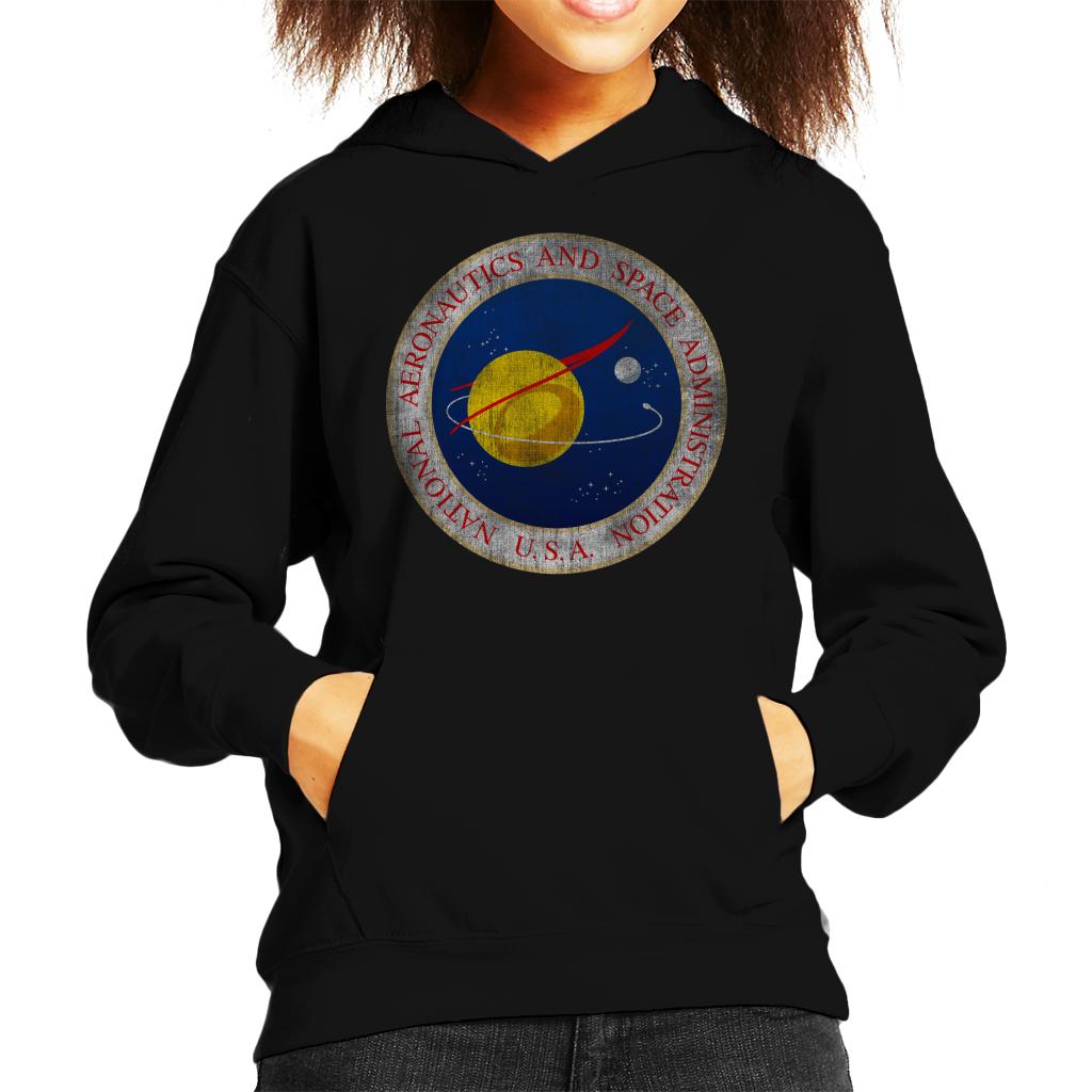 NASA Seal Insignia Distressed Kids Hooded Sweatshirt-ALL + EVERY