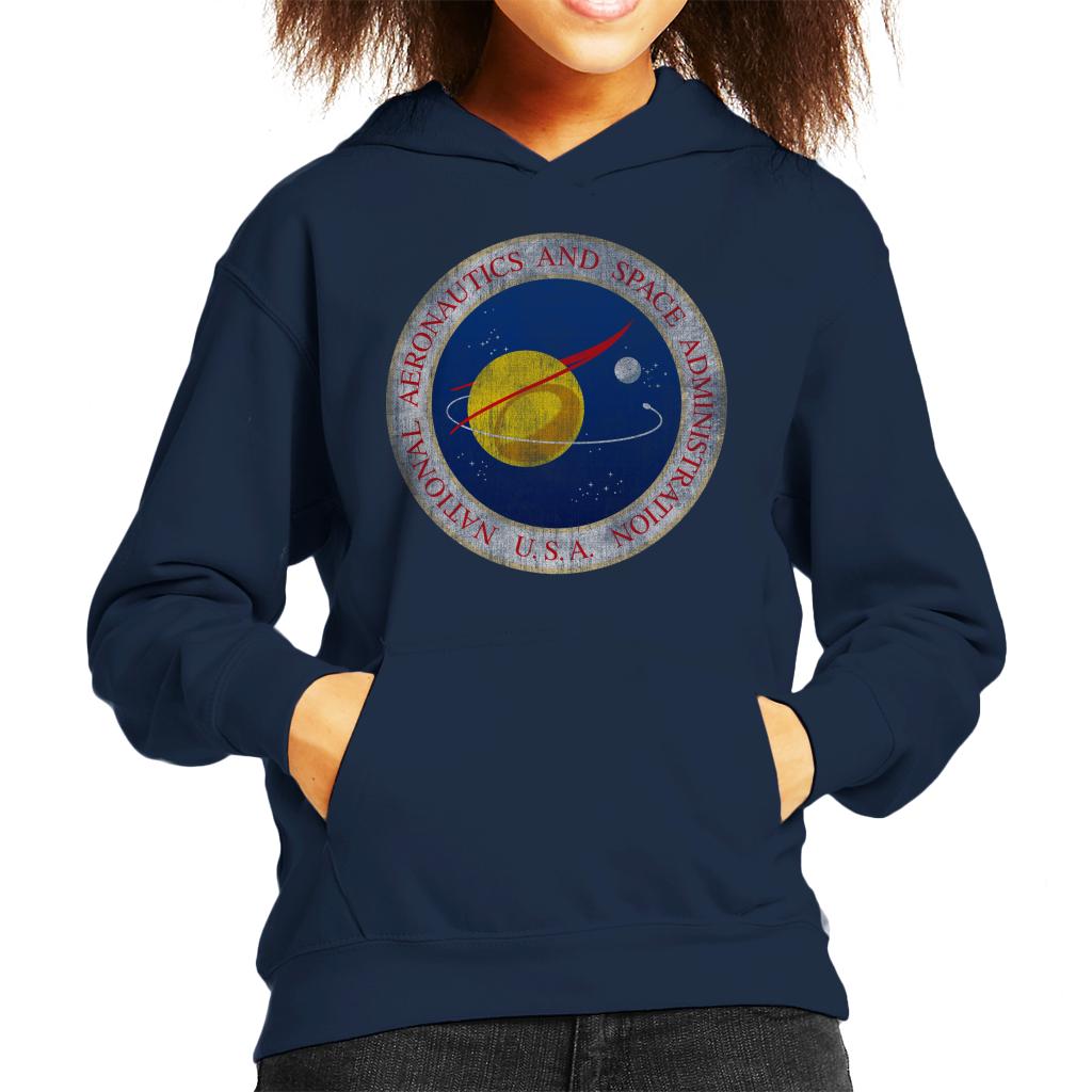 NASA Seal Insignia Distressed Kids Hooded Sweatshirt-ALL + EVERY