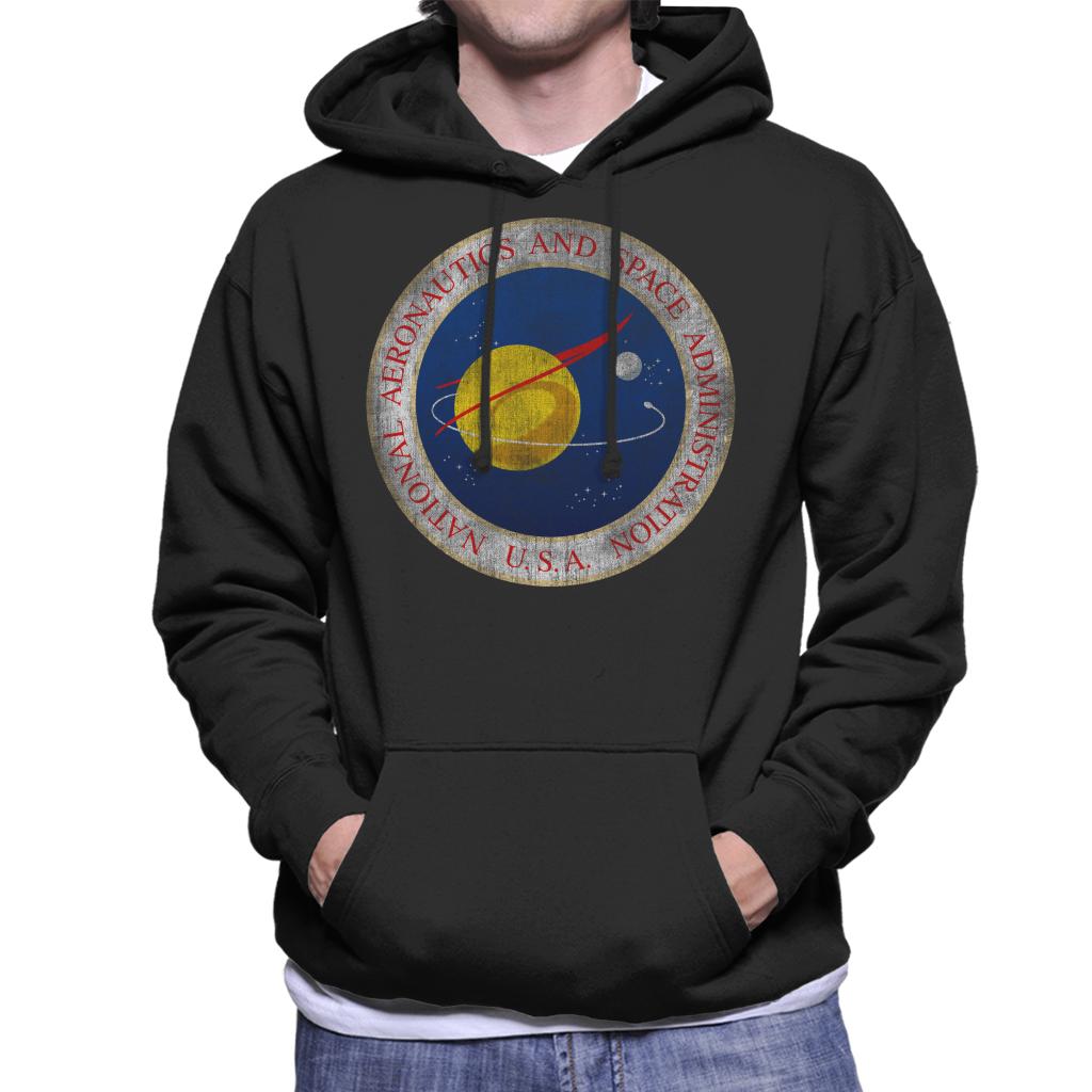 NASA Seal Insignia Distressed Men's Hooded Sweatshirt-ALL + EVERY