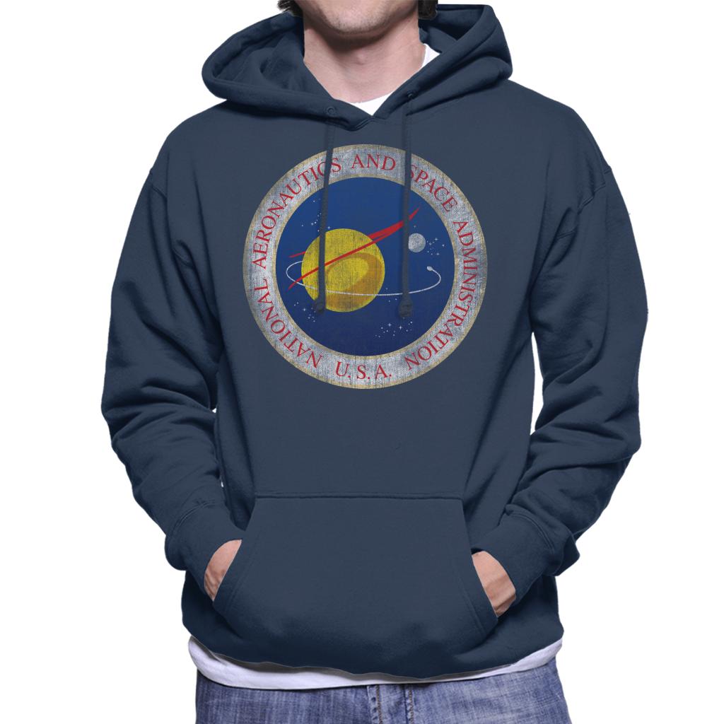 NASA Seal Insignia Distressed Men's Hooded Sweatshirt-ALL + EVERY