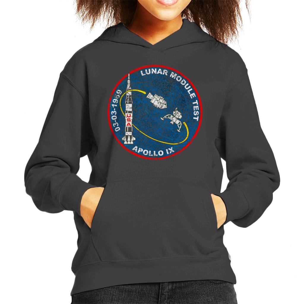 NASA Apollo 9 Mission Badge Distressed Kids Hooded Sweatshirt-ALL + EVERY