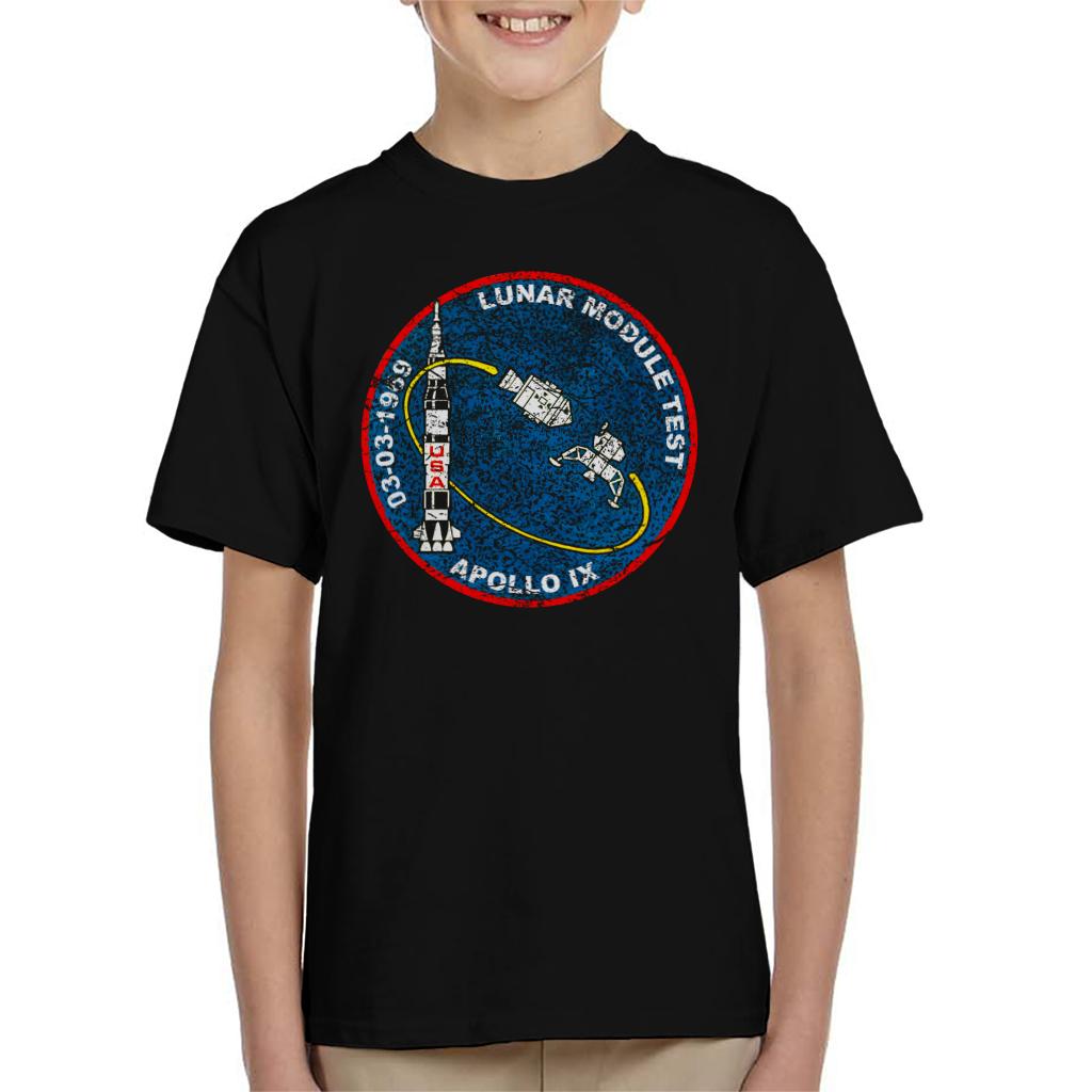 NASA Apollo 9 Mission Badge Distressed Kids T-Shirt-ALL + EVERY