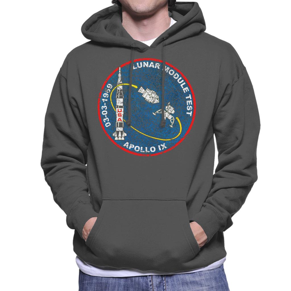 NASA Apollo 9 Mission Badge Distressed Men's Hooded Sweatshirt-ALL + EVERY