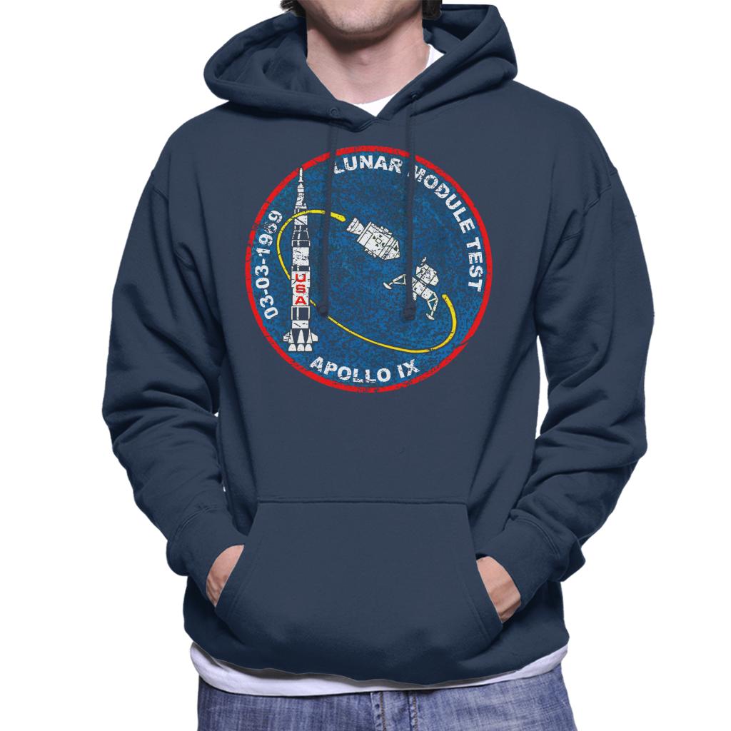 NASA Apollo 9 Mission Badge Distressed Men's Hooded Sweatshirt-ALL + EVERY