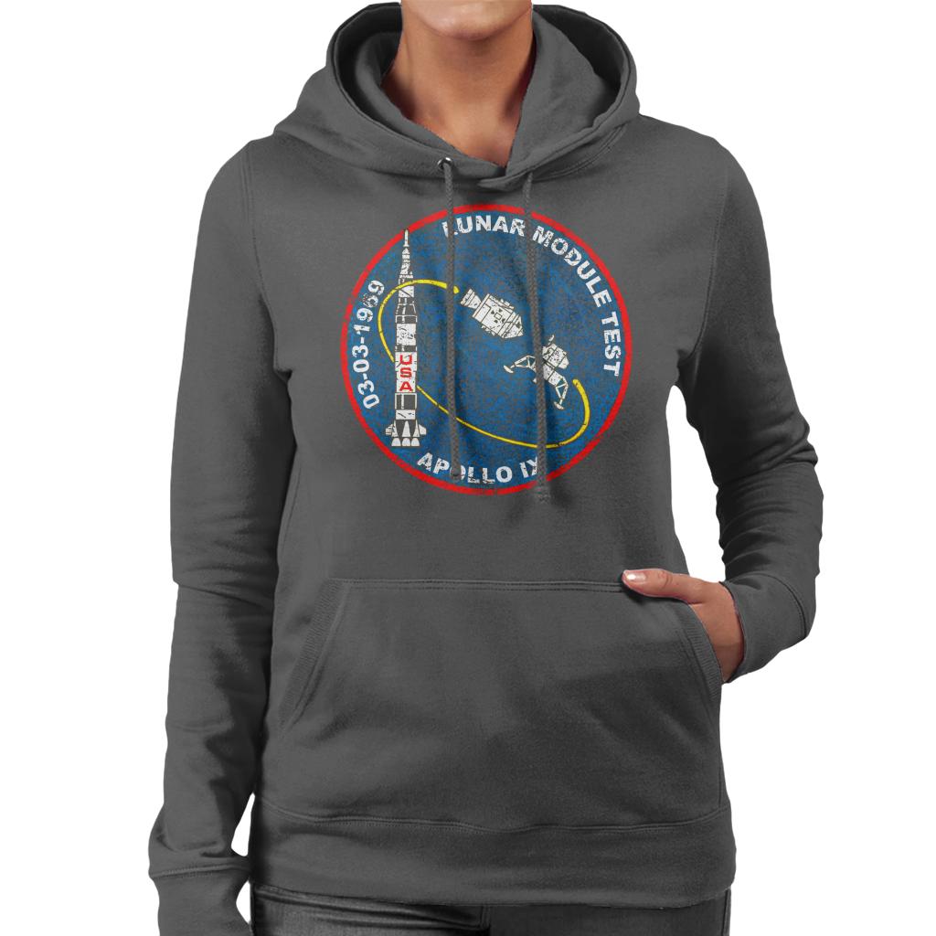 NASA Apollo 9 Mission Badge Distressed Women's Hooded Sweatshirt-ALL + EVERY