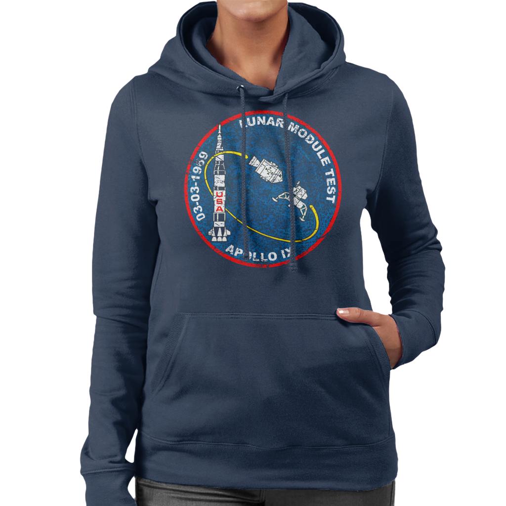 NASA Apollo 9 Mission Badge Distressed Women's Hooded Sweatshirt-ALL + EVERY