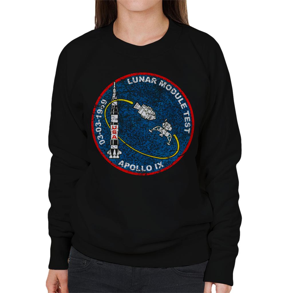 NASA Apollo 9 Mission Badge Distressed Women's Sweatshirt-ALL + EVERY